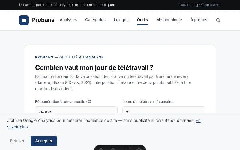 Aperçu du simulateur : Combien vaut mon jour de télétravail ?